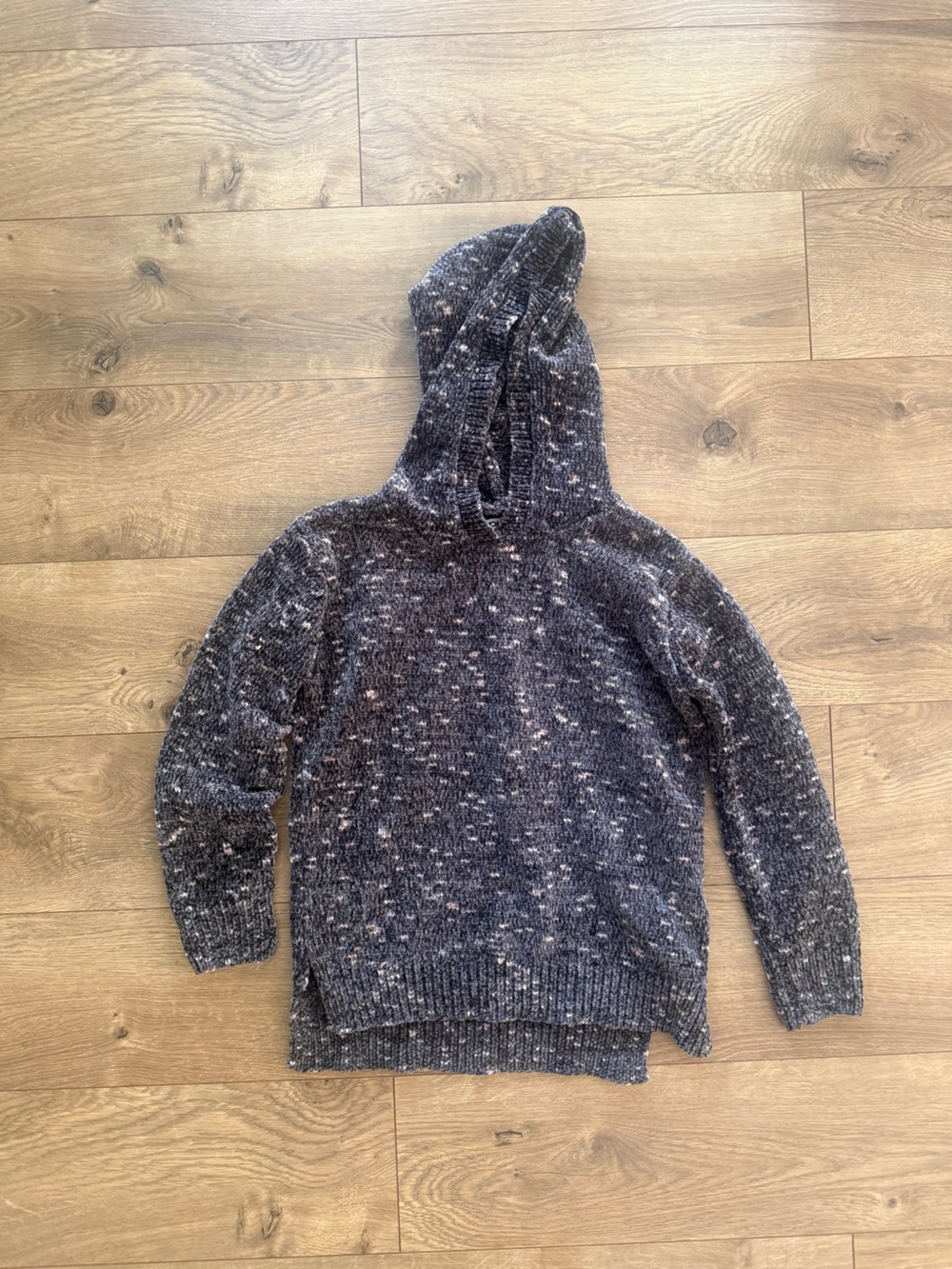 Dkny Navy Speckled Hooded Pullover Sweatshirt